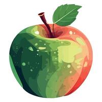 An apple with a green leaf on it vector