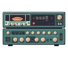 An old radio with a clock and a clock radio vector