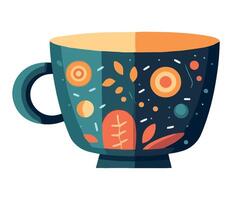 A cup of coffee with a colorful design vector
