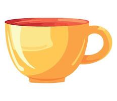 A yellow cup with a red rim on a white background vector