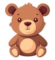 A cartoon brown teddy bear sitting on a white background vector