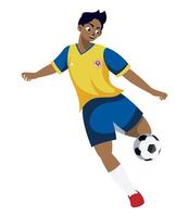 A cartoon soccer player in yellow and blue vector