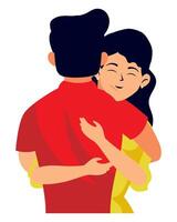 A man and woman hugging each other vector