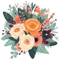 A bouquet of flowers is shown in this illustration vector
