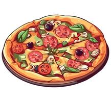 Pizza illustration on white background vector