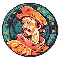 A man in a hat and a beard in a circle vector