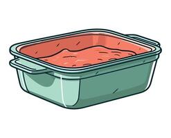 A container with red sauce in it vector