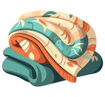 A folded blanket with a colorful pattern vector