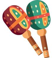 Two maracas with wooden handles on a white background vector