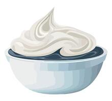 A bowl of whipped cream with a spoon vector