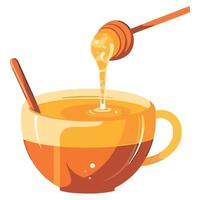 Honey dripping from a spoon into a cup illustration vector