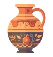 An old vase with a decorative pattern on it vector