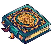 An illustration of a book with a flower on it vector