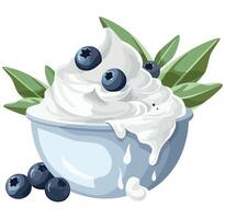 Yogurt with blueberries illustration vector
