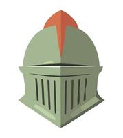 A knight helmet with a red crest on it vector