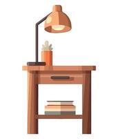A table with a lamp and books on it vector