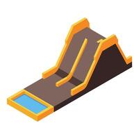 Big water park aqua slides leading to pool isometric view vector