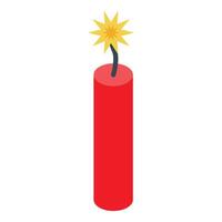 Red dynamite stick with burning wick is waiting to explode vector
