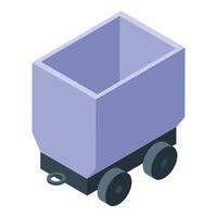 Empty mining cart standing on rails on white background vector