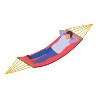 Young man enjoying his free time lying in a hammock vector
