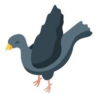 Gray city pigeon flapping its wings isometric illustration vector