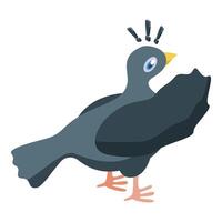Surprised pigeon looking at something isometric vector illustration