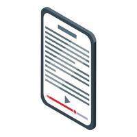 Smartphone is playing audiobook with progress bar vector