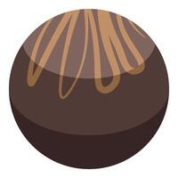 Round chocolate candy covered in brown chocolate drizzle vector