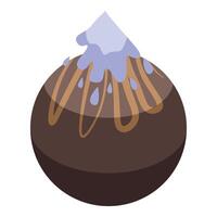Chocolate candy with white and dark chocolate drizzle icon isometric vector