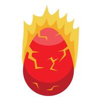 Red dragon egg being consumed by flames, cracking from the heat vector