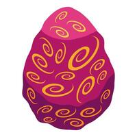 Pink asteroid covered with yellow spirals floating in space vector