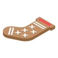 Christmas stocking cookie lying on white background vector