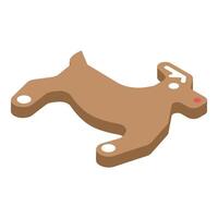 Isometric christmas gingerbread reindeer cookie lying down vector