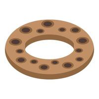 Round cookie isometric icon showing chocolate chips and dough vector