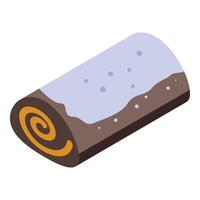 Delicious swiss roll cake lying on its side isometric view vector