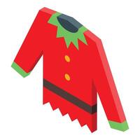 Red elf tunic with green accents isometric illustration vector