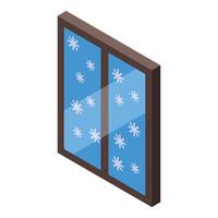Window showing snowflakes falling during winter storm vector