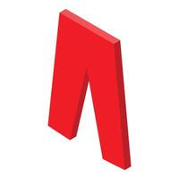 Red 3d isometric letter a standing on white background vector