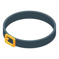 Grey leather belt with golden buckle isometric view vector
