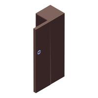Brown wooden door slightly open isometric view vector