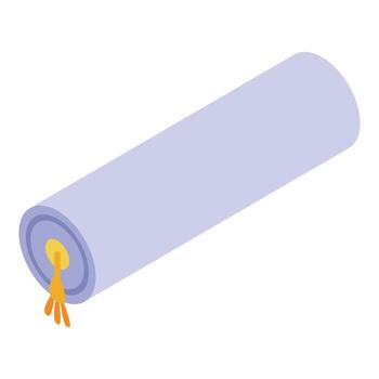 azul yoga estera arrollado arriba con dorado cuerda isométrica ver vector