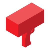Red pistol gun weapon pointing right isometric view vector