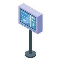 Medical monitor showing heart rate isometric view vector