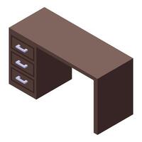 Modern office desk with drawers isometric view vector