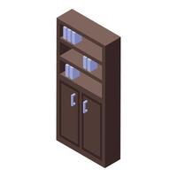 Modern bookshelf storing files in office space vector