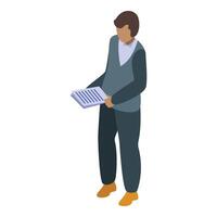 Office worker holding documents isometric icon vector