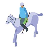 Professional polo player riding horse during match on field vector