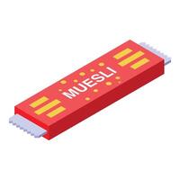 Red muesli bar packaging standing up in isometric view vector