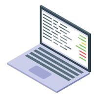 Laptop showing code software development concept isometric icon vector