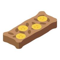Delicious banana bread loaf with slices of banana on top vector